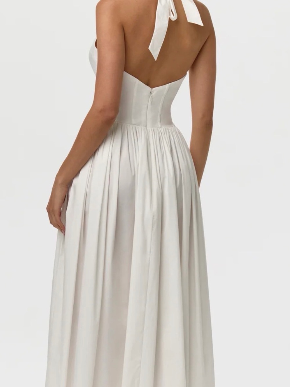 Naked wardrobe White Halter Backless Maxi Dress